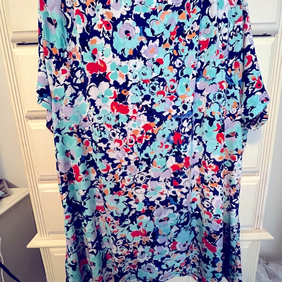 GEORGE Multi-colored floral top in turquoise, Size 3X - Picture 2 of 5